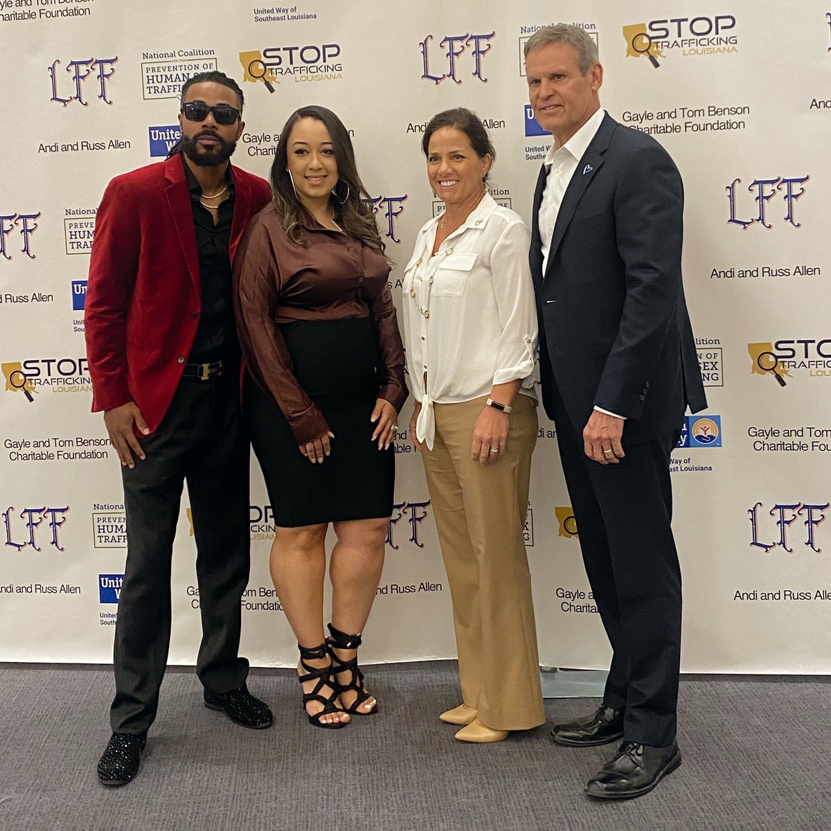 stoptraffla's tweet photo. The largest group of Governors and First Ladies ever convened to stop human sex trafficking are in New Orleans for the Final Four. @cyntoia_brown and other advocates are joining them to discuss finding victims and providing them with resources to restore safety. #lagov https://t.co/YlppBsk0G0