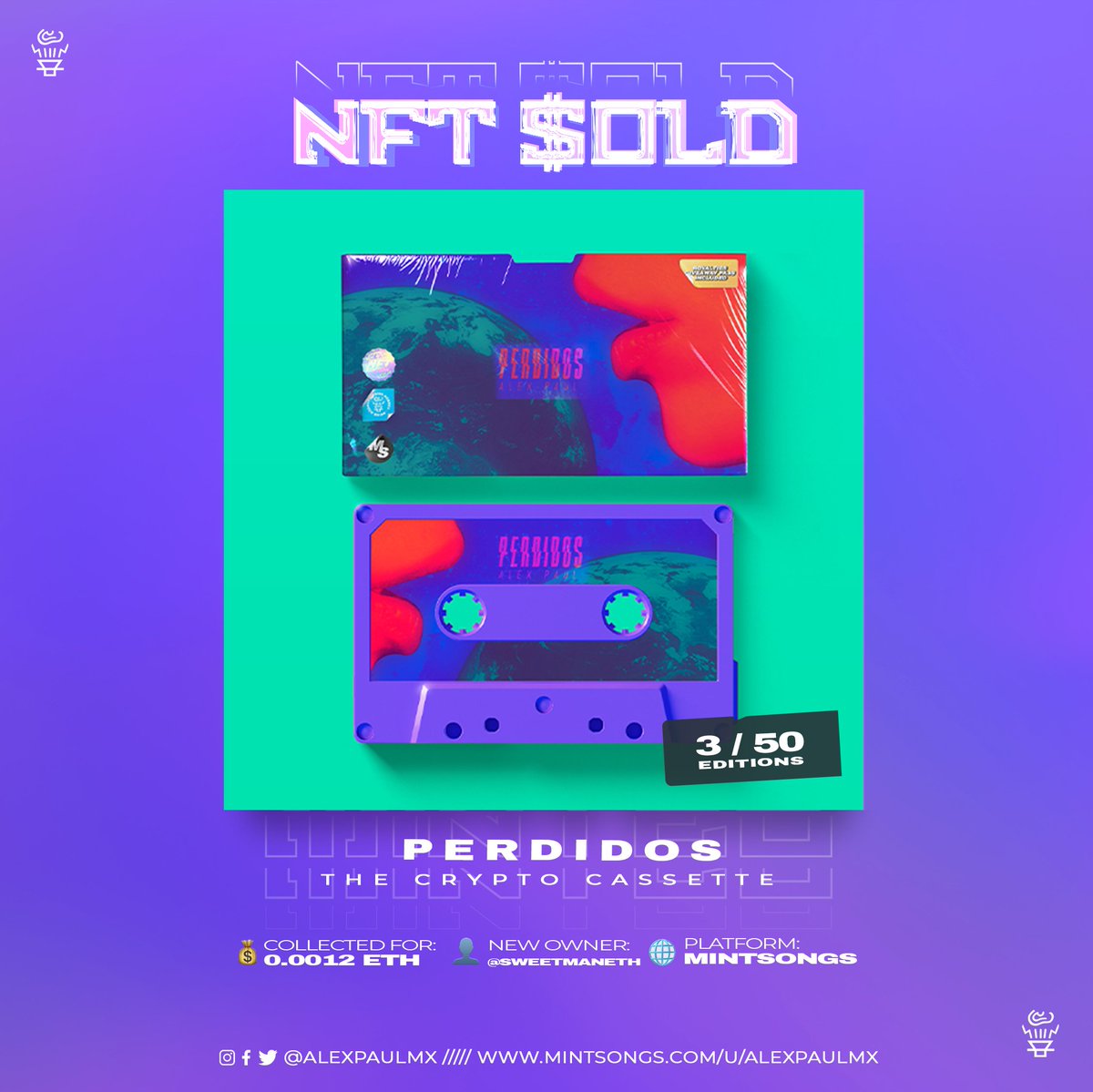 AlexPaulMx's tweet photo. "Entre nosotros🫶", "Perdidos🌎" and "Rosa pastel🍰" the third editions are for @sweetman_eth 📼📼📼
Muchas gracias por el apoyo 🙌🏽

https://t.co/l5wr9spbX7  

#Nft #NFTSold #Cryptocassettes https://t.co/cZBhltwdKN
