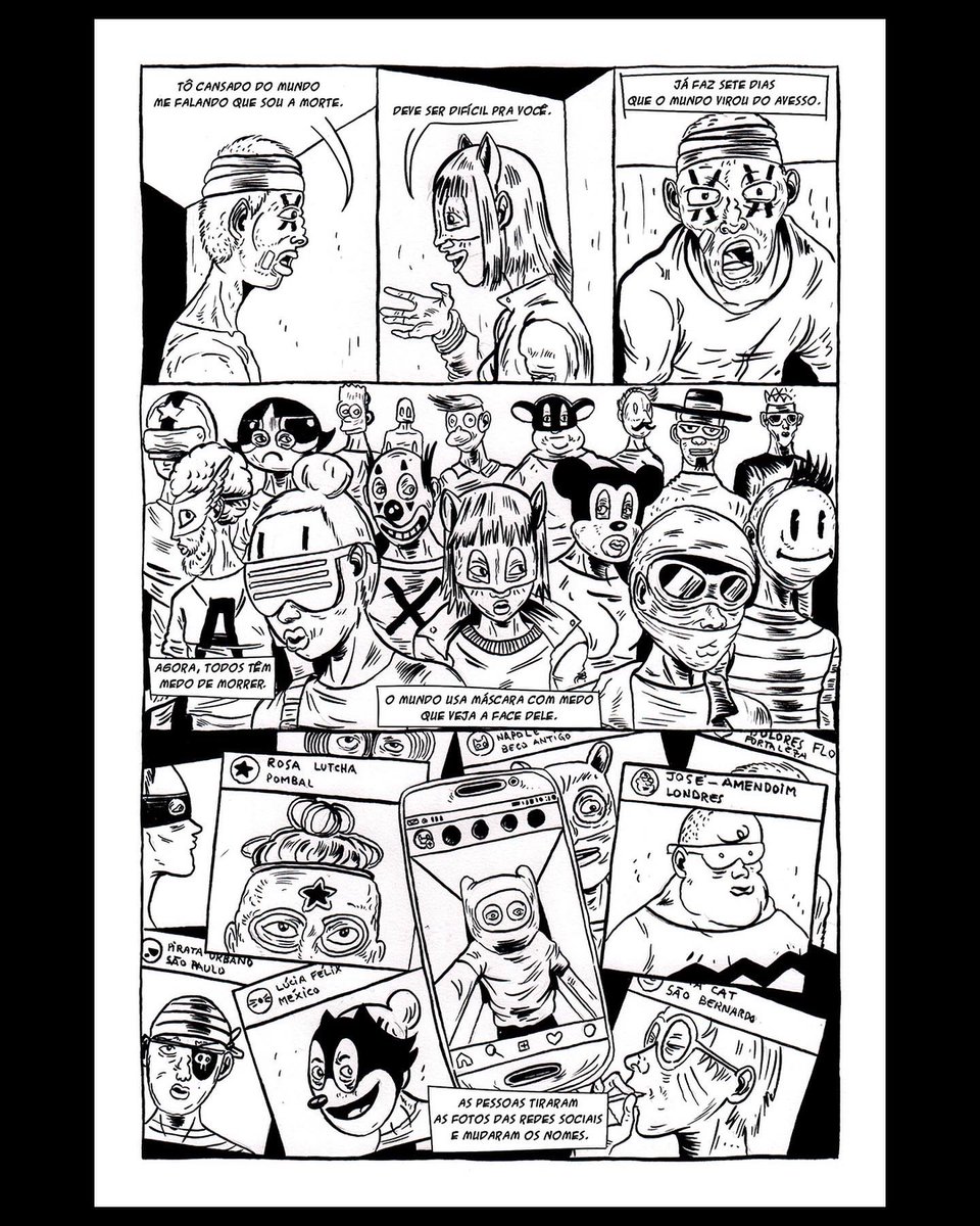 Tisoupi's tweet photo. HQ O Garoto Que Não Podia Piscar. Se cada piscada matasse alguém e se o mundo começasse a usar máscaras?

#comic #art #HQ https://t.co/dV0YcF1FHH