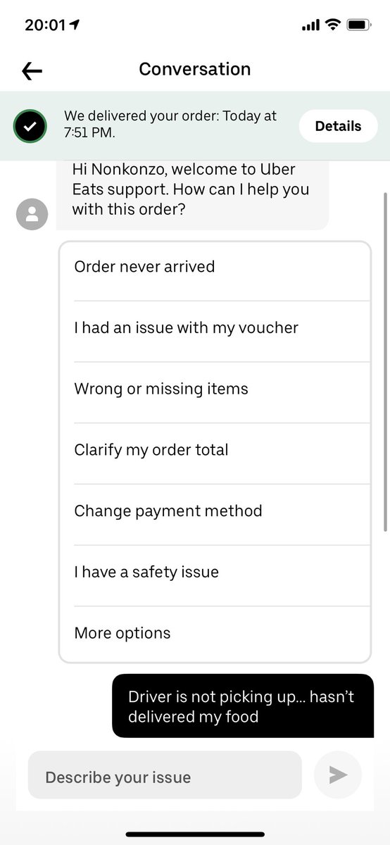 NonnybaeSA's tweet photo. @Uber @Uber_Support @UberEats … this guy did not deliver my food , refused to enter the complex, and said on the app he has delivered my food… please attend to this… thanks https://t.co/iZr4jkQRDV
