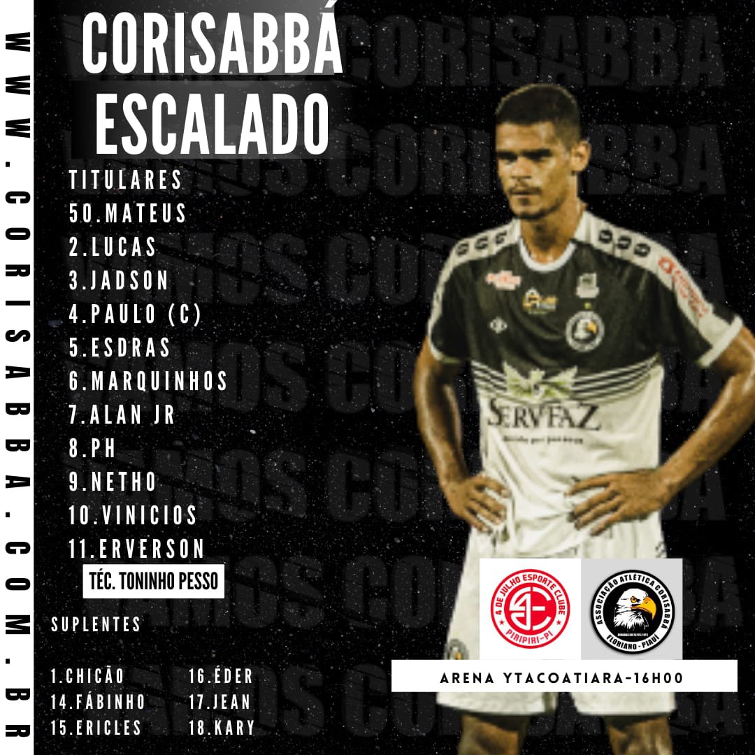 corisabba's tweet photo. Cori escalado para enfrentar o 4 de julho. Vamos, Corisabbá!👊⚪⚫ https://t.co/WYPvV0it7Q