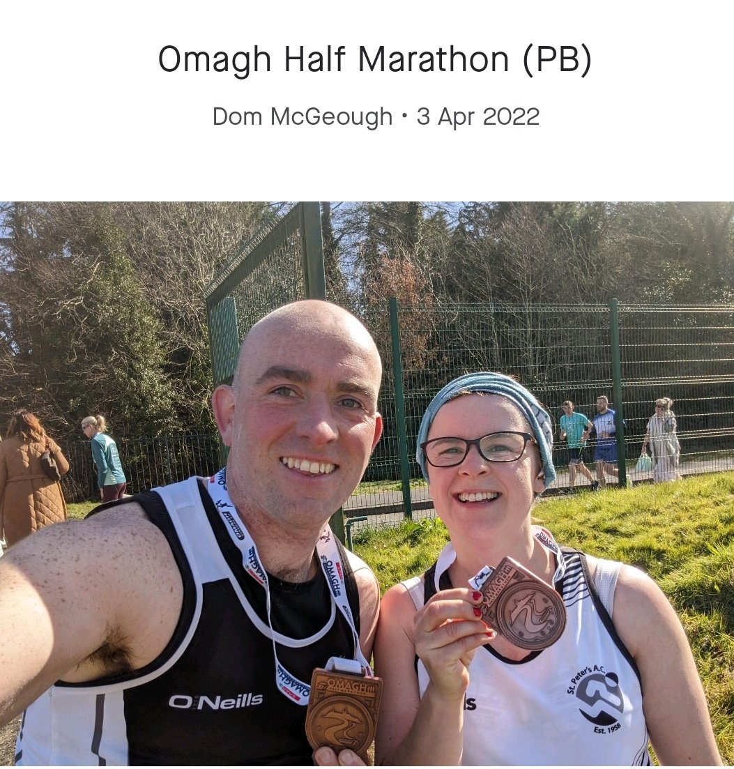 saintpetersac's tweet photo. Well done to all the St. Peter's crew at the Omagh half marathon today including team McGeough. 
Zara Baird 1:43:03
Mark Devlin 1:56:10
Stephen Dunn 1:42:54
Dom McGeough 1:43:14 Pb!
Sarah McGeough 2:28:30

Brilliant everyone 👏🔥💪 https://t.co/9FrYPaq9Bh