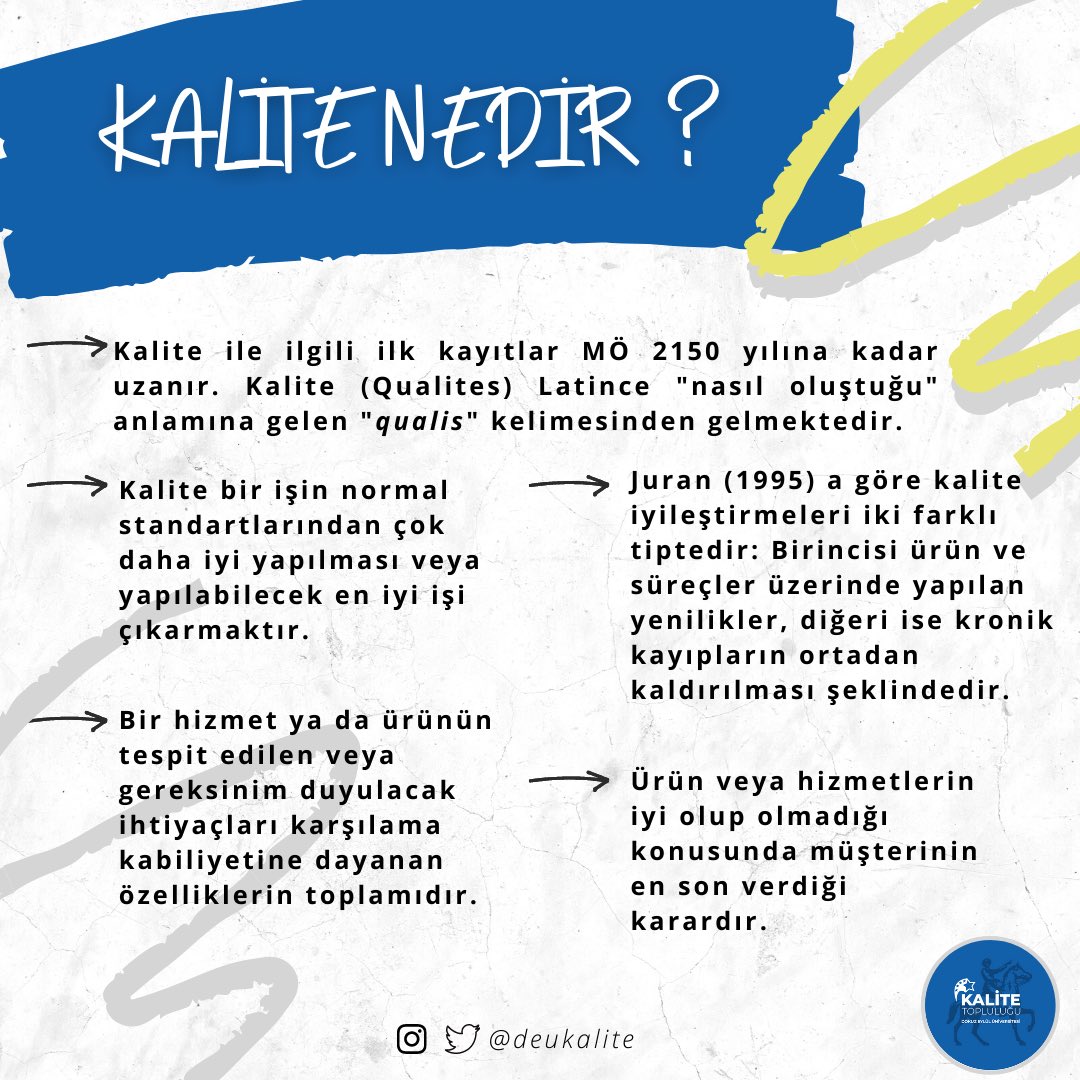 Artık <a href="/universitemdeu/">Dokuz Eylül Üniversitesi</a>’nin Kalite Topluluğu olarak twitterdayız.✌🏻İlk gönderimizde sizlere “Kalite Nedir?” hakkında kısaca bilgiler vermek istedik. Herkese iyi okumalar dileriz. 😊 Bizden haberdar olmak için sayfamızı takip etmeyi unutmayın. 💫📌