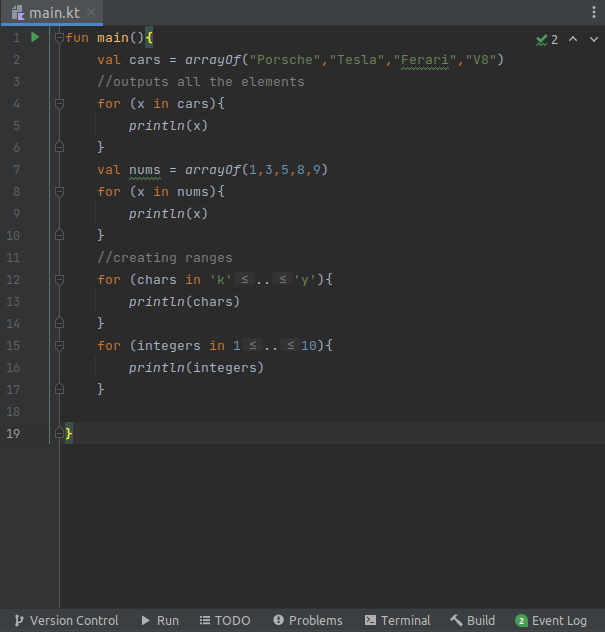 CKaninni's tweet photo. #Day10Of100Daysofcode
#codeHive
Today i learnt how to range characters and numbers in Kotlin.
It was fun https://t.co/gEM9meIwEb