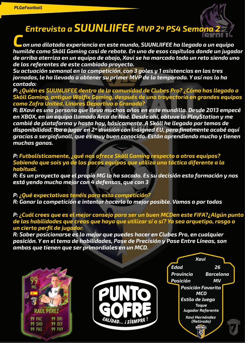 Esta semana en @PLGeFootBall...los MVP's de 1ª división y 2ª división🎙️🗞️

🌟 Entrevista a <a href="/Miki9atm/">Kenny</a>, el ANIMAL de <a href="/ToxicTeamEsport/">Toxic Team SD ☢</a>
🌟 Entrevista a <a href="/SUUNLIIFEE_11/">PoKaPLoK😉</a>, recién aterrizado a <a href="/Skoll_Gaming_/">SKG | Sköll Gaming</a>

¡Gracias! 👏

Podéis leer todo al completo, aquí: plgesports.club/2022/04/03/el-…