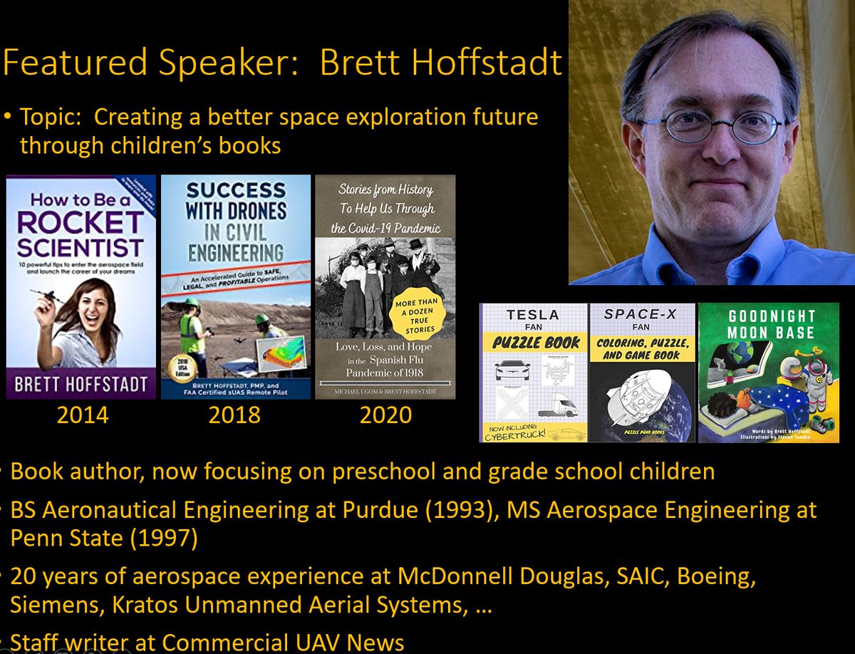 BrettRocketSci's tweet photo. On the website for #goodnightmoonbase, there is now a section for #media appearances. One of them is my presentation for the North Houston #space society with @GadgetNate. You'll get a complete reading of the book. Look for it here: https://t.co/v0rpGBdXSK https://t.co/fK2u5ZvsHz
