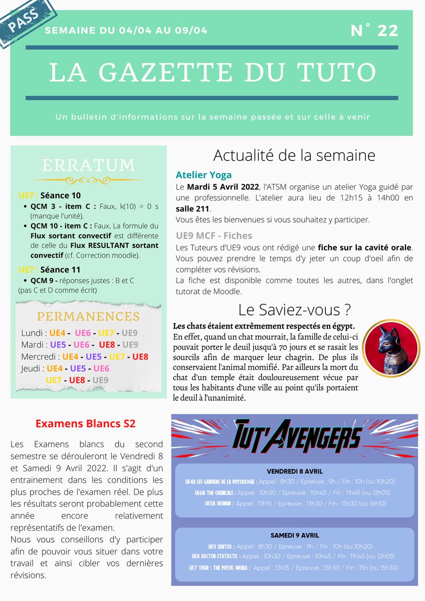 [GAZETTE DU TUTO N°22 : THE LAST ONE]

Bonsoir,

Voici la dernière gazette de l'édition 2021-2022, aux couleurs du mois d'Avril.

Bonne soirée !