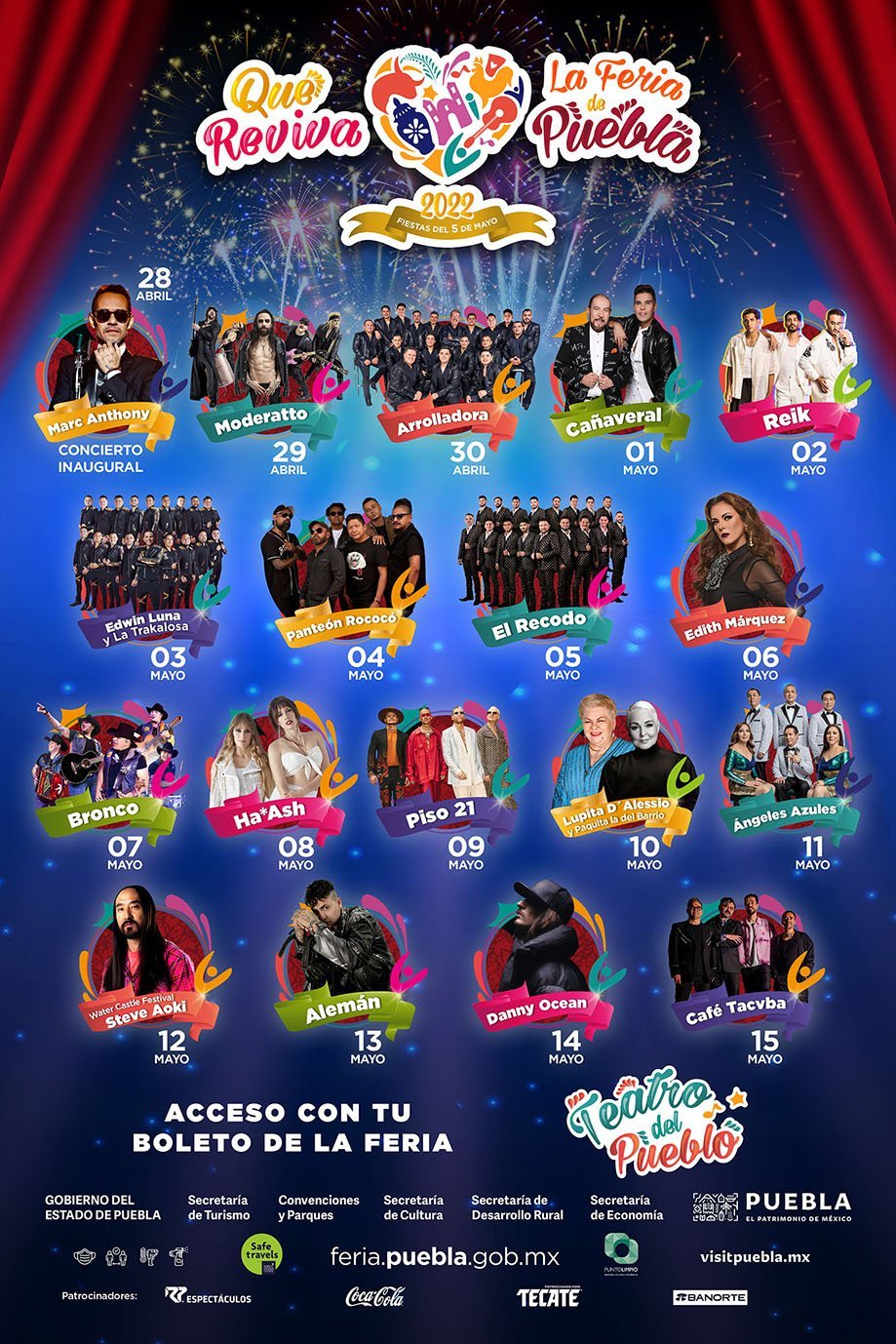 ¡Vamos a todos! Este es el cartel de artistas de la Feria de Puebla 2022
