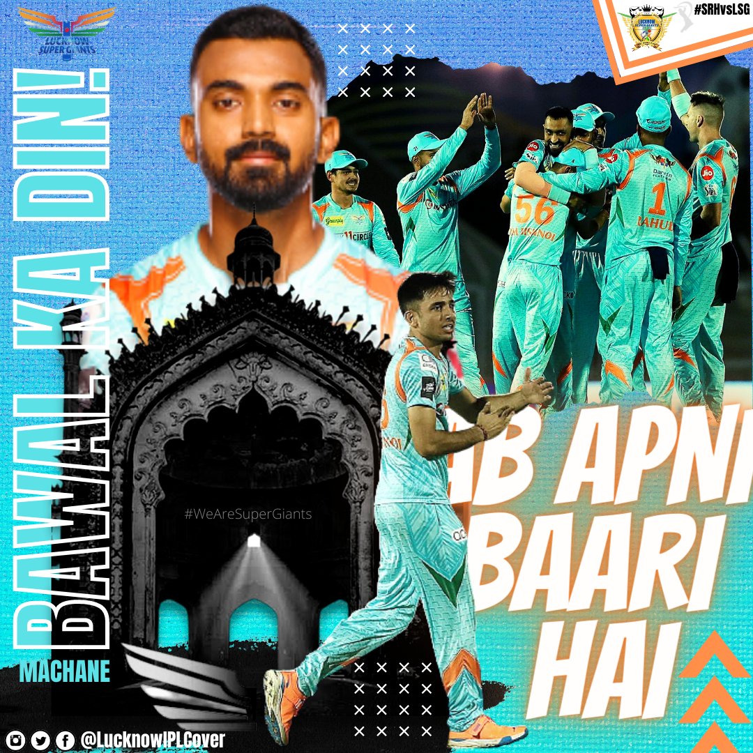 LucknowIPLCover's tweet photo. #SuperGiantDay IS HERE... ๐คฉ
Giant's will like to showcase their BAWAL KAATGEY performance again after the hammering win over #CSK! ๐๐ฅ
#LetsgoLSG @LucknowIPL ๐๐งก๐
#AbApniBaariHai ๐ช | #SRHvsLSG
#BhaukaalMachaDengey #LSG #WeAreSuperGiants #IPL2022 https://t.co/1J7kbbpfoQ
