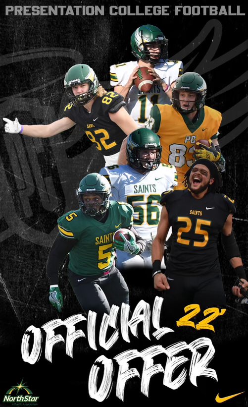 After a great conversation with @Coach_Brassilio I am blessed to received an offer to Presentation College Go saints!! <a href="/PCSaintFootball/">Presentation Football</a>