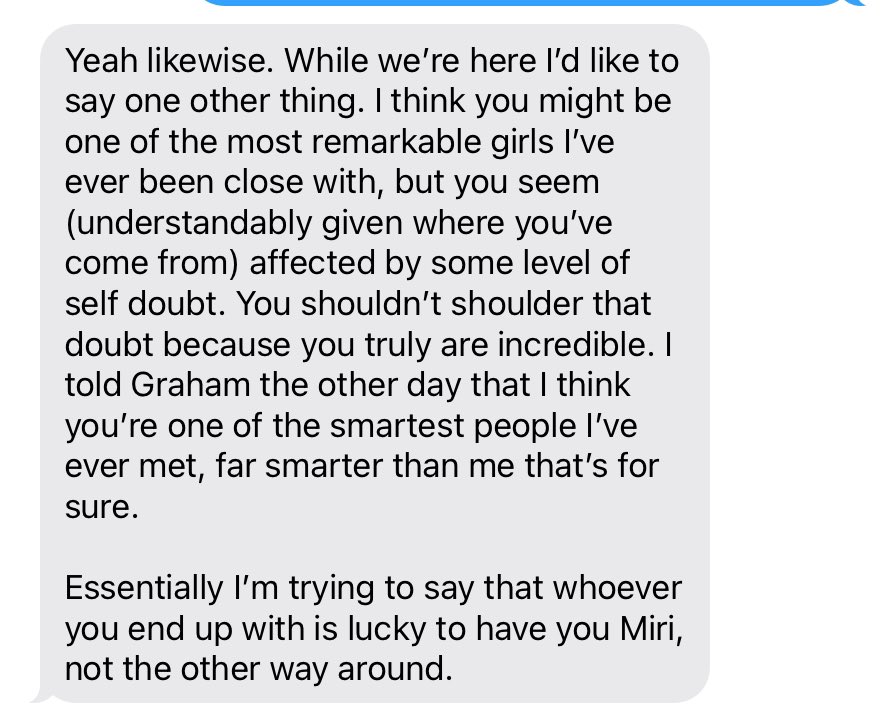 miri_kat's tweet photo. It’s hard to explain how meaningful this message was to me, how it bolstered my self-trust + confidence. 
Be kind to people; it means a lot. https://t.co/Th27Syledb