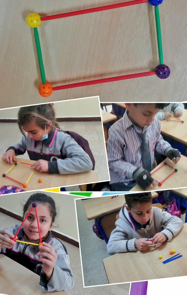 Ghina_00's tweet photo. Grade 2 learners created 2D shapes using the geo set👍#2D Shapes🔺◼ @MakAishaSchool @FawziehHn https://t.co/6O0VVvNke6