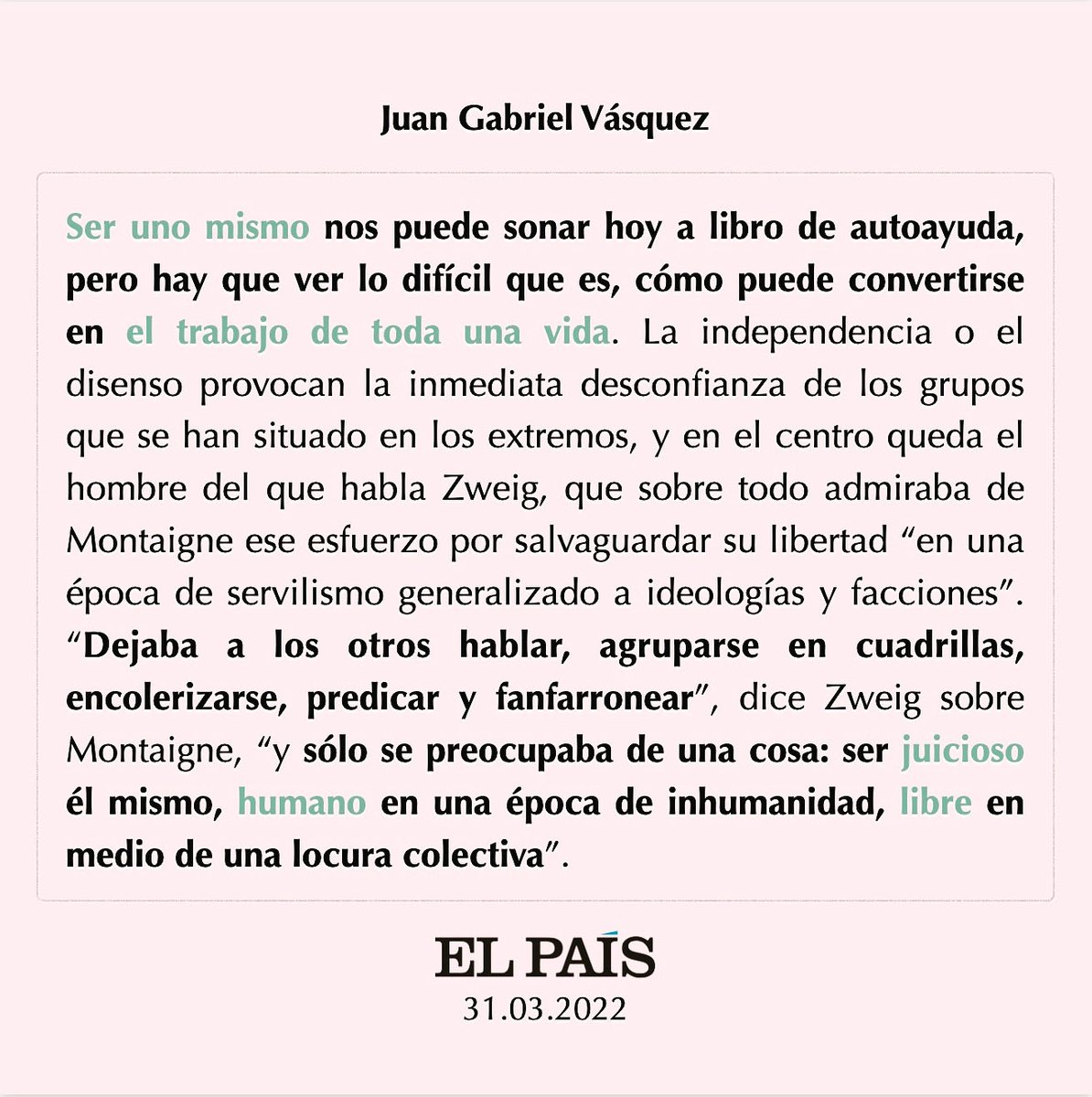 Ser uno mismo. ⁦<a href="/el_pais/">EL PAÍS</a>⁩ hablando de ⁦<a href="/_Stefan_Zweig_/">Stefan Zweig</a>⁩