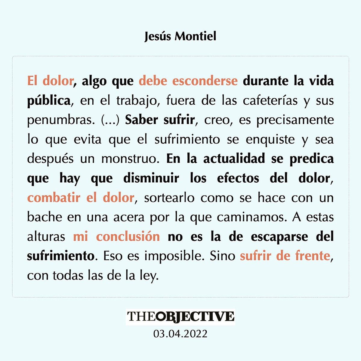 Sufrir de frente. ⁦@Jmontiellopez⁩ en ⁦<a href="/TheObjective_es/">THE OBJECTIVE</a>⁩