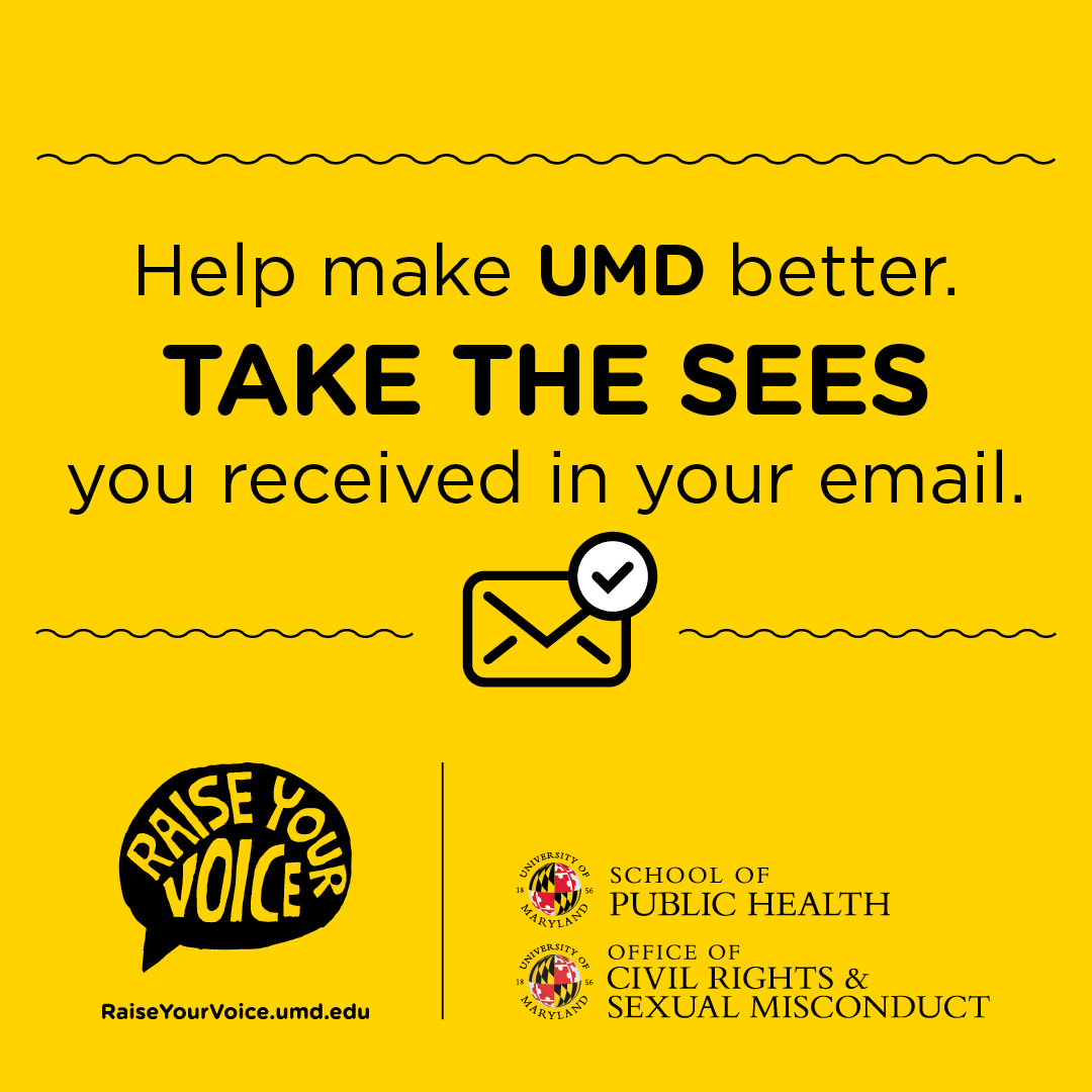 DiverseTerps's tweet photo. Students: did you get the Student Experience &amp; Environment Survey (SEES) in your email? Please take the survey and help make UMD better!

The first 3,000 respondents will get $10 to their Terrapin Express account. Let your voice be heard! @UMDPublicHealth https://t.co/wrb8shnXk3