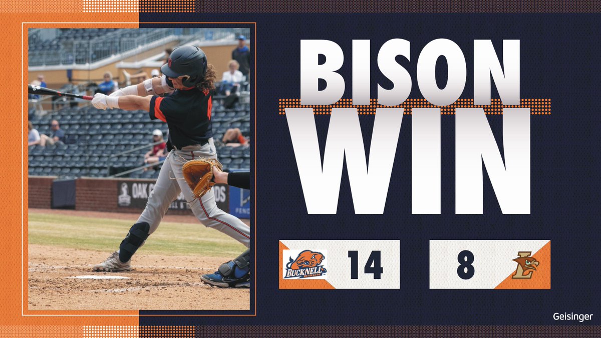 Bucknell_BB's tweet photo. 𝘽𝙄𝙎𝙊𝙉 𝙒𝙄𝙉!
Anthony Sherwin posts his second four-hit game of the year, and the squad collects 18 hits overall as we take a 14-8 win in game one!
#rayBucknell https://t.co/dhUqBv0Uay