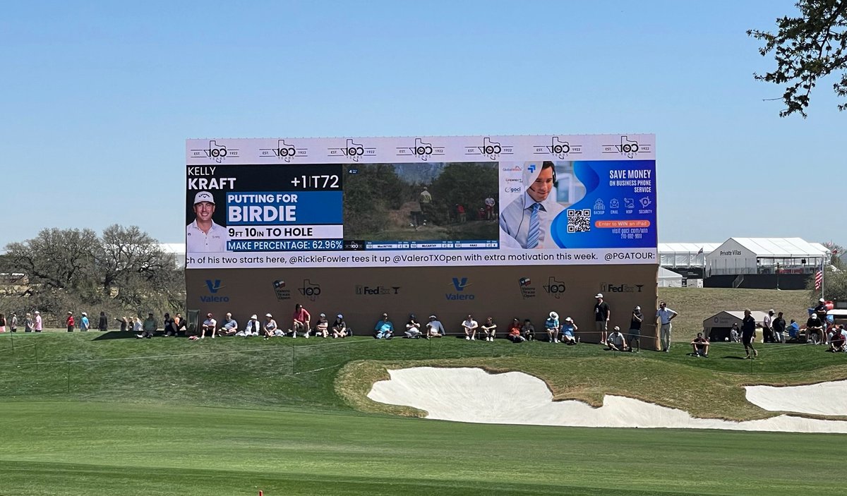 SMTlive's tweet photo. We're in beautiful San Antonio supporting the 100th anniversary of the @ValeroTexasOpen 🏌️♂️ keeping fans informed every stroke of the way with video board productions across the course. 💯 #ValeroTexasOpen #PGA #SMTChangingtheGame #SMTDataVisualization https://t.co/mHtQmj8aRn