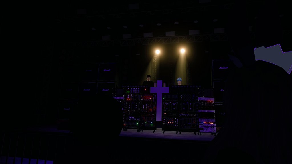 RopeVRC's tweet photo. So last night @zerochurros and @DocLeeHolliday ran the BEST event I've been to on VRC was a Justice concert recreation! Absolutely hype for whatever they run next, loved the remixes at the end!
I also broke my back doing the harlem shake lol but it was worth! https://t.co/lu0RB4cImW