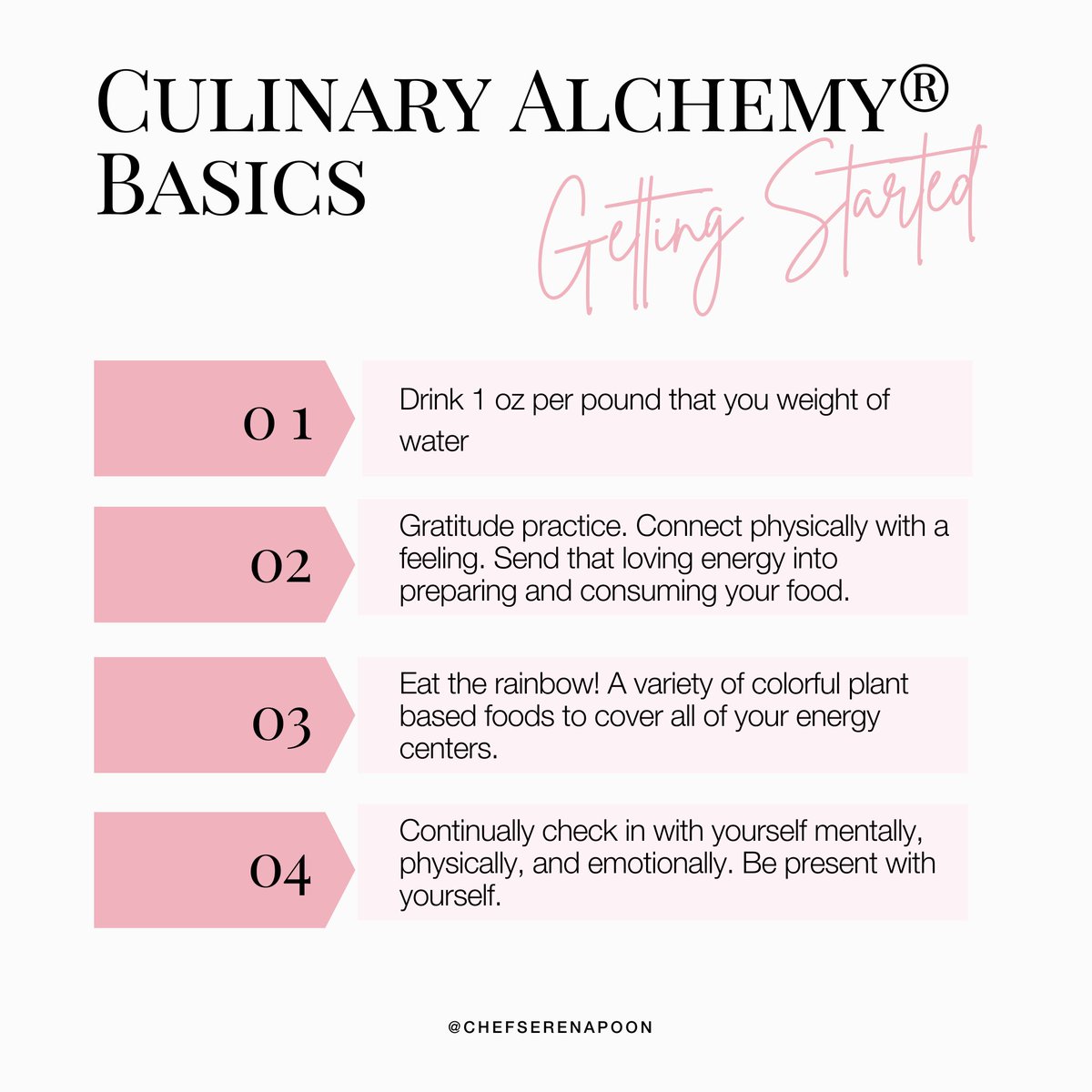 Serenapoon's tweet photo. Did you know food affects our bodies on a physiological level, emotional level, spiritual level, and energetic level? What you eat fuels you in every way. Empower yourself with energy to be your best self. ⭐️ Here's a quick-start guide to #CulinaryAlchemy 💖
#SelfCareSunday https://t.co/UGUd7AAJu4
