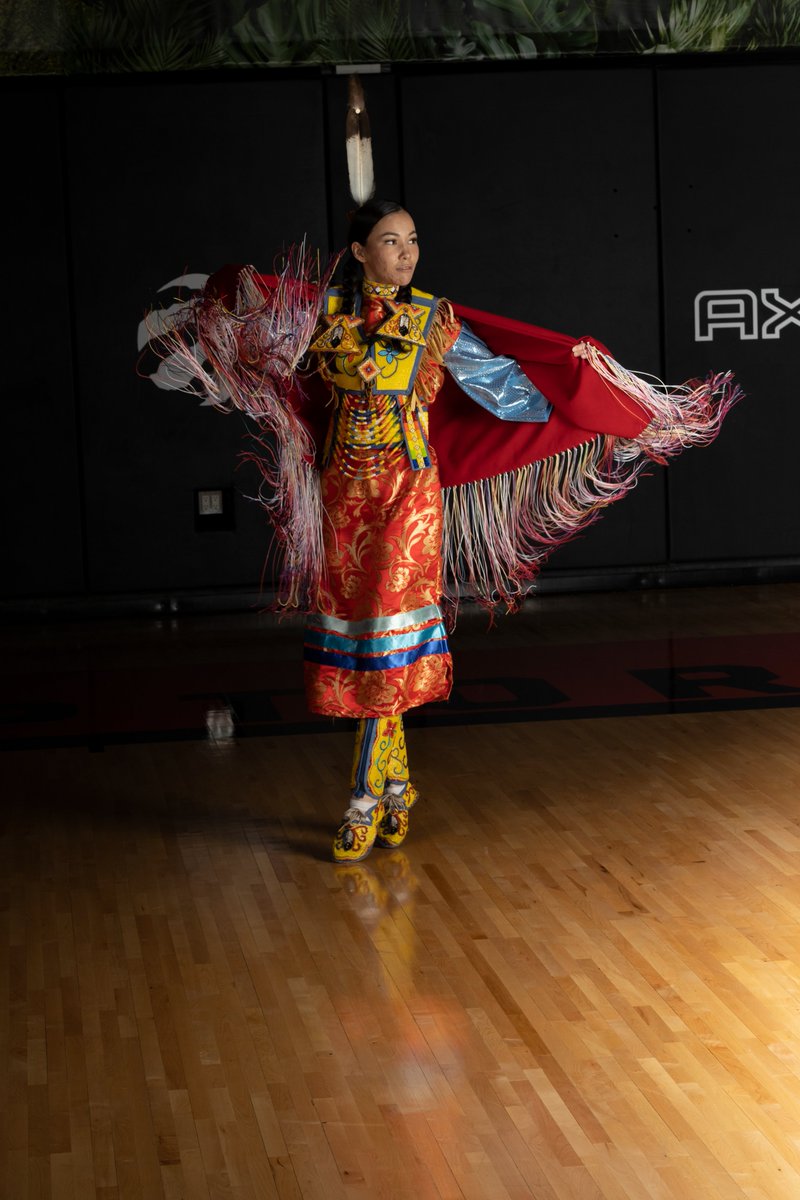 Raptors's tweet photo. “Many indigenous youth actually partake in both basketball and dance, and I believe the beat/pattern of the basketball is similar to how dancers dance to the beat of a drum."

- Kyana Kingbird, Welcome Toronto Creator https://t.co/7DOXZKeA0X