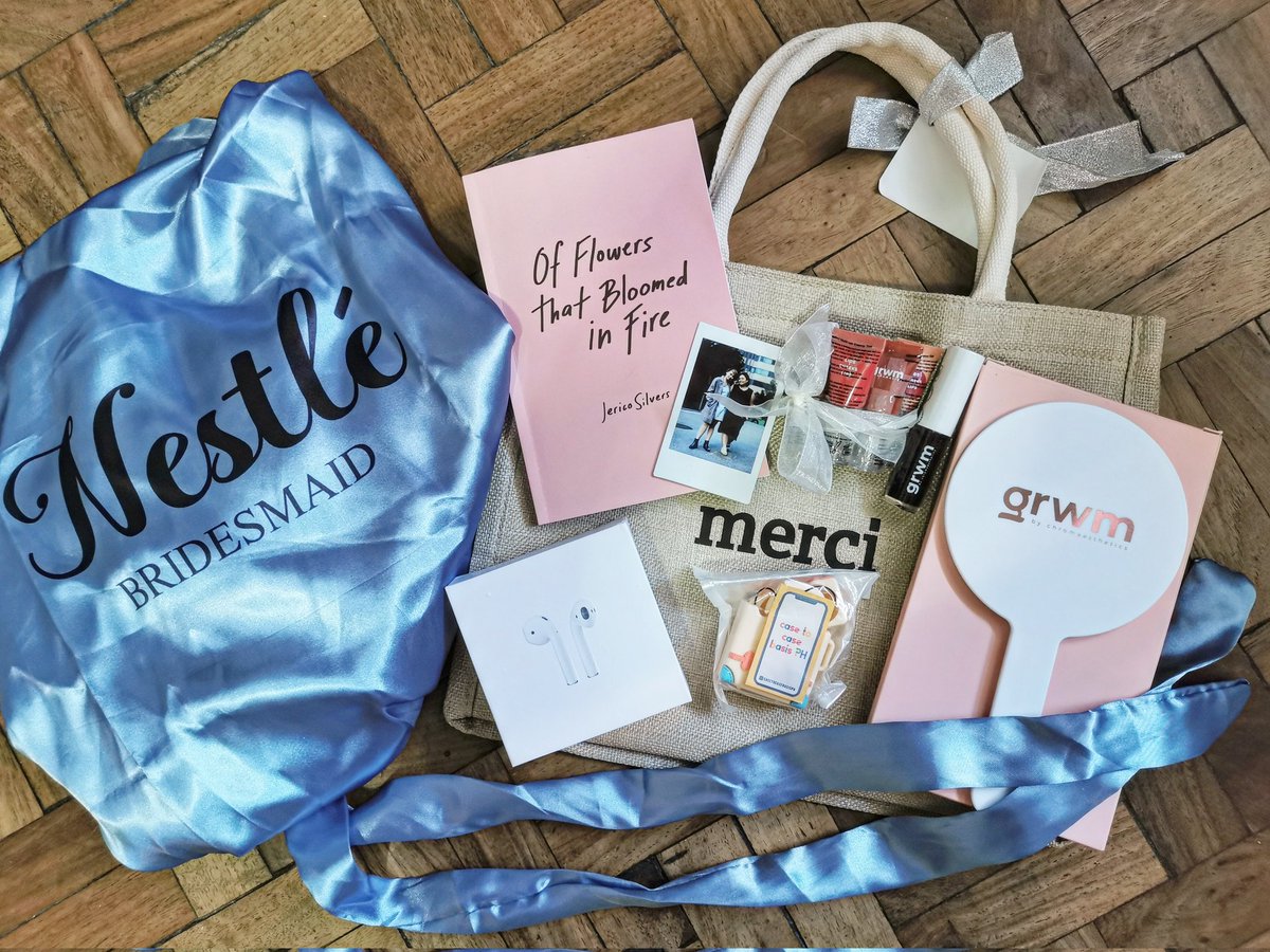 Bridesmaids' gift from the bride <a href="/maealayug/">Mae Layug 🐱🐶</a> and wedding favours for all guests. I just want to specify the accent over the last é on my name. I'm super particular about kasi that's the spelling of my name talaga and Maryann took that into consideration. 🥹