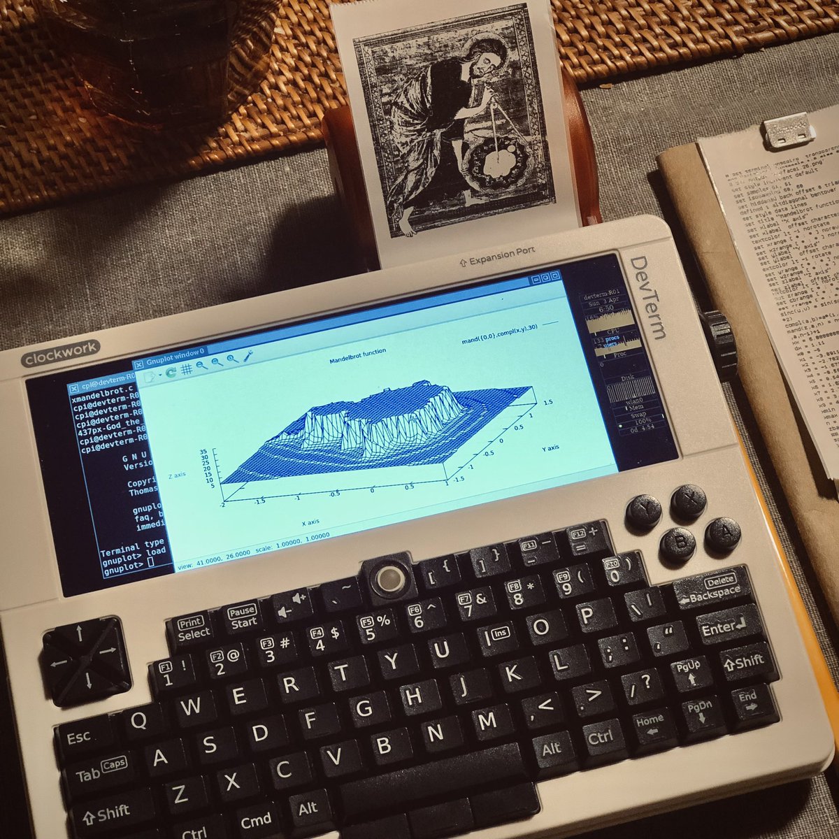 Hal_clockwork's tweet image. Plotting the “fingerprint of God” with the classic Gnuplot on #DevTerm R-01. #RISCV #Ubuntu #Linux #clockworkpi #Mandelbrot