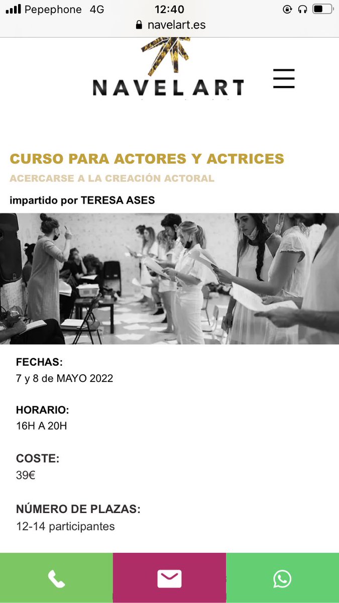 TALLER PARA #ACTORES Y #ACTRICES 7 y 8 mayo en <a href="/NavelArt/">Navel.art</a> por <a href="/teresaases/">Teresa Ases</a> 
Más Info en Navelart.es