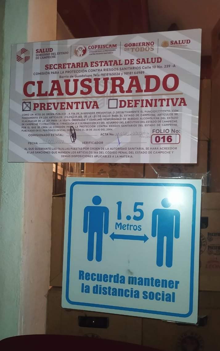 SaludCampeche's tweet photo. Para garantizar el pleno cumplimiento de los horarios de venta de alcoholes en establecimientos autorizados, la #Copriscam, en coordinación con la #SSP, realizaron un operativo de verificación sanitaria en bares y restaurantes de la calle 59 en el Centro Histórico. https://t.co/AIIPno8o1Y