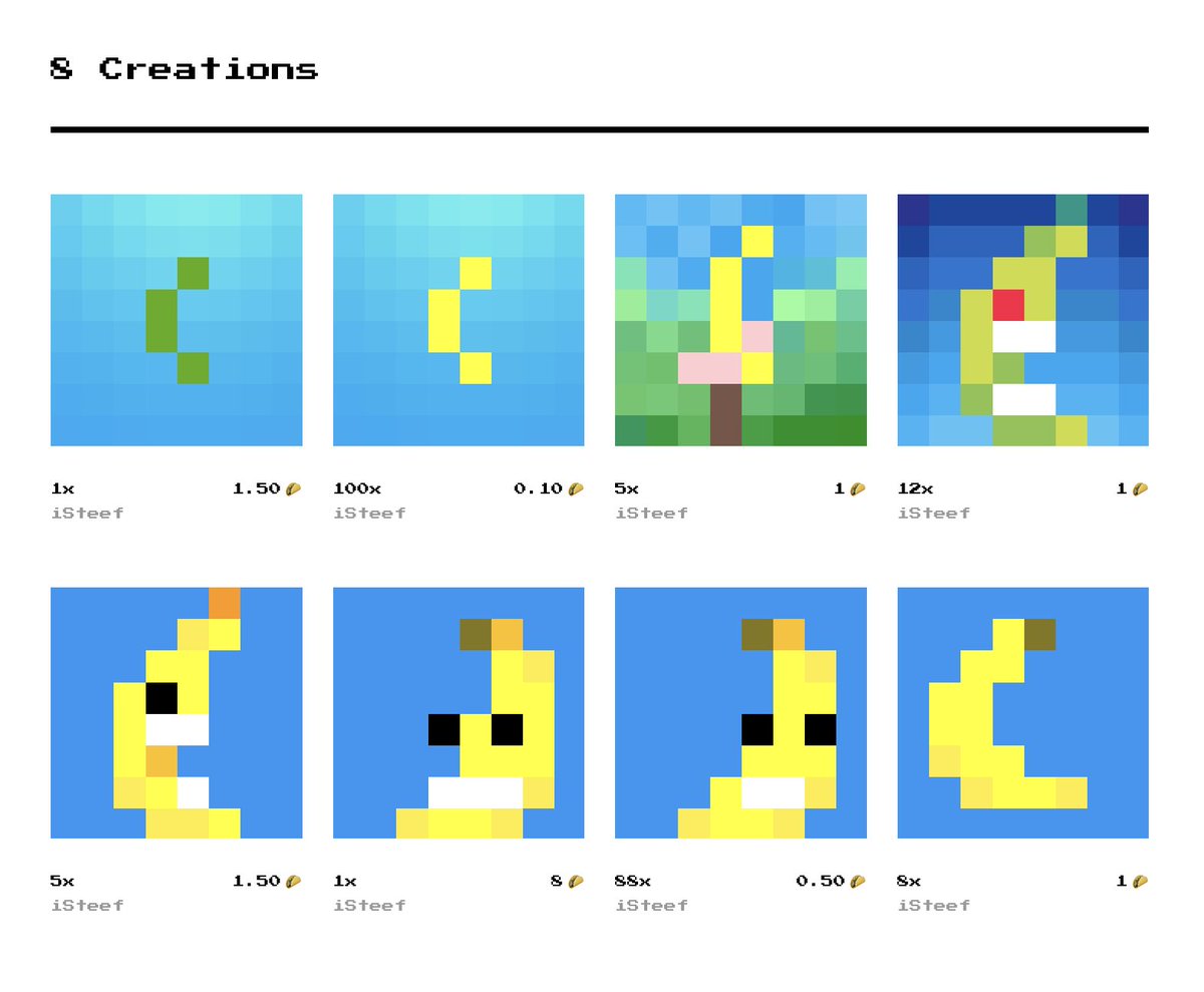 iSteef's tweet photo. Current @8bidou line up: 8 banana #pixelart pieces! 

🍌🍌🍌🍌🍌🍌🍌🍌

https://t.co/RtuWc9YxMa

🍌🍌🍌🍌🍌🍌🍌🍌

#bananas #8x8 #8bidou #tezos #tezosnfts #tezoscollectors https://t.co/5zmmTsBY9K