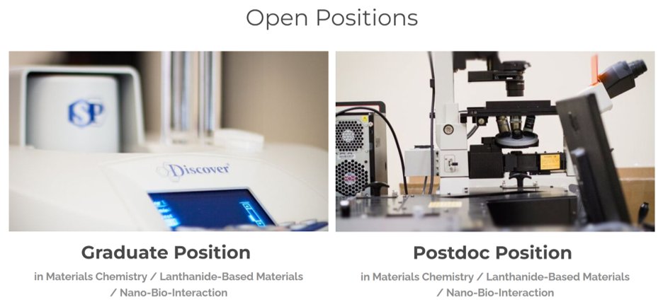 Open positions available to work on lanthanide-based nanomaterials for bioimaging applications! Looking forward for your application! Check out our website for more info: hemmerlab.com/open-positions…