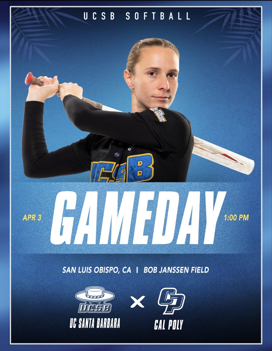 UCSBSoftball's tweet image. Today is the final game against Cal Poly! 

🆚: @CalPolySoftball 
⏰: 1:00pm 
📍: Bob Janssen Field 
📊: shorturl.at/hlxEZ

#GoGauchos