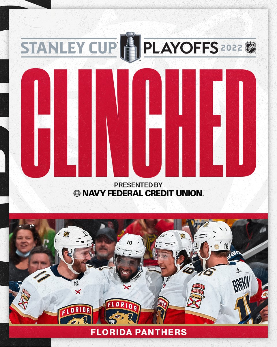 NHL's tweet photo. THE @FlaPanthers ARE LOCKED 🔒
Welcome to the #StanleyCup Playoffs!
#StanleyCup Playoff Clinches presented by @NavyFederal https://t.co/t64OGbKK2K