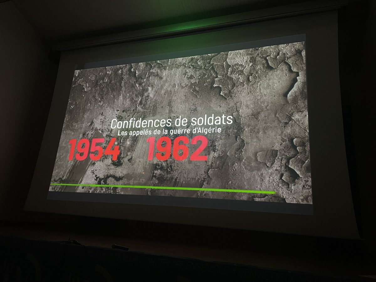 FlorenceBlatrix's tweet photo. Cet après-midi à Vonnas, projection du documentaire exceptionnel « confidences de soldats, les appelés de la guerre d’Algérie » produit par la CC de la Veyle : un travail de mémoire, de vérité et de sincérité ! Merci à @CGreffet et @alainneri https://t.co/niGtKkLnC7