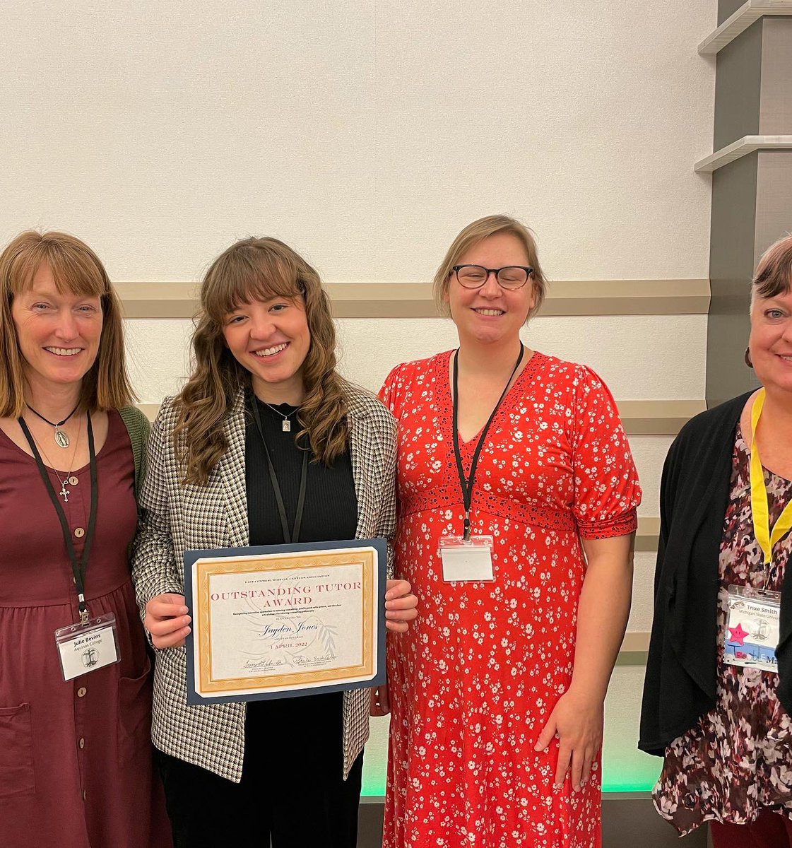 writingcenterAQ's tweet photo. And we have to highlight brilliant Jayden Jones, who received the ECWCA Outstanding Tutor of the Year award. Everyone was has worked with Jayden knows this is well-deserved, she’s awesome!
#aquinascollegegr #aqwriters https://t.co/Sb8bH2hISJ