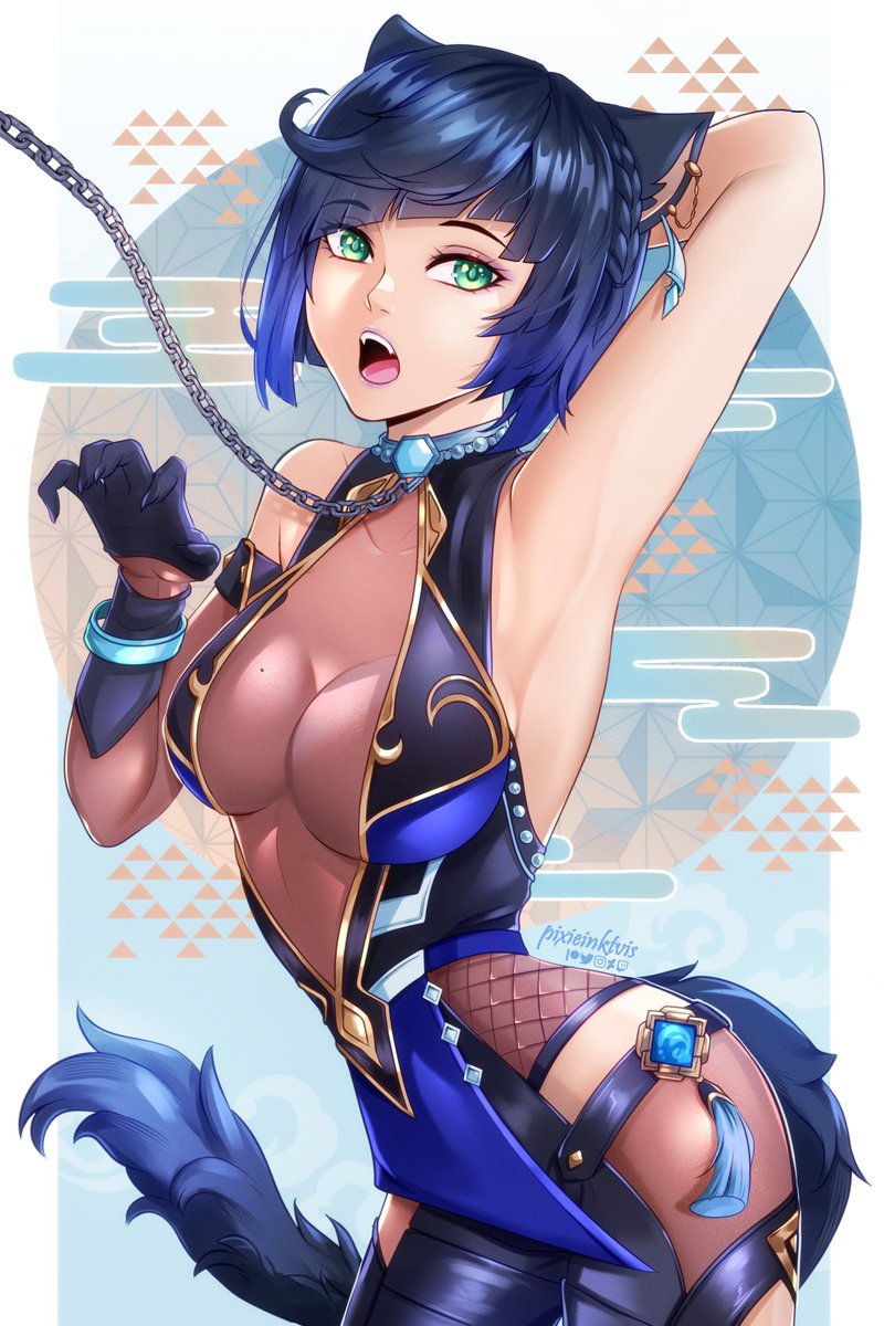 BeneceaDraws's tweet photo. Yelan goes Nyan! Will you try go get her? 🐱

#genshinimpact #原神 #Yelan https://t.co/8pfHSlevNA