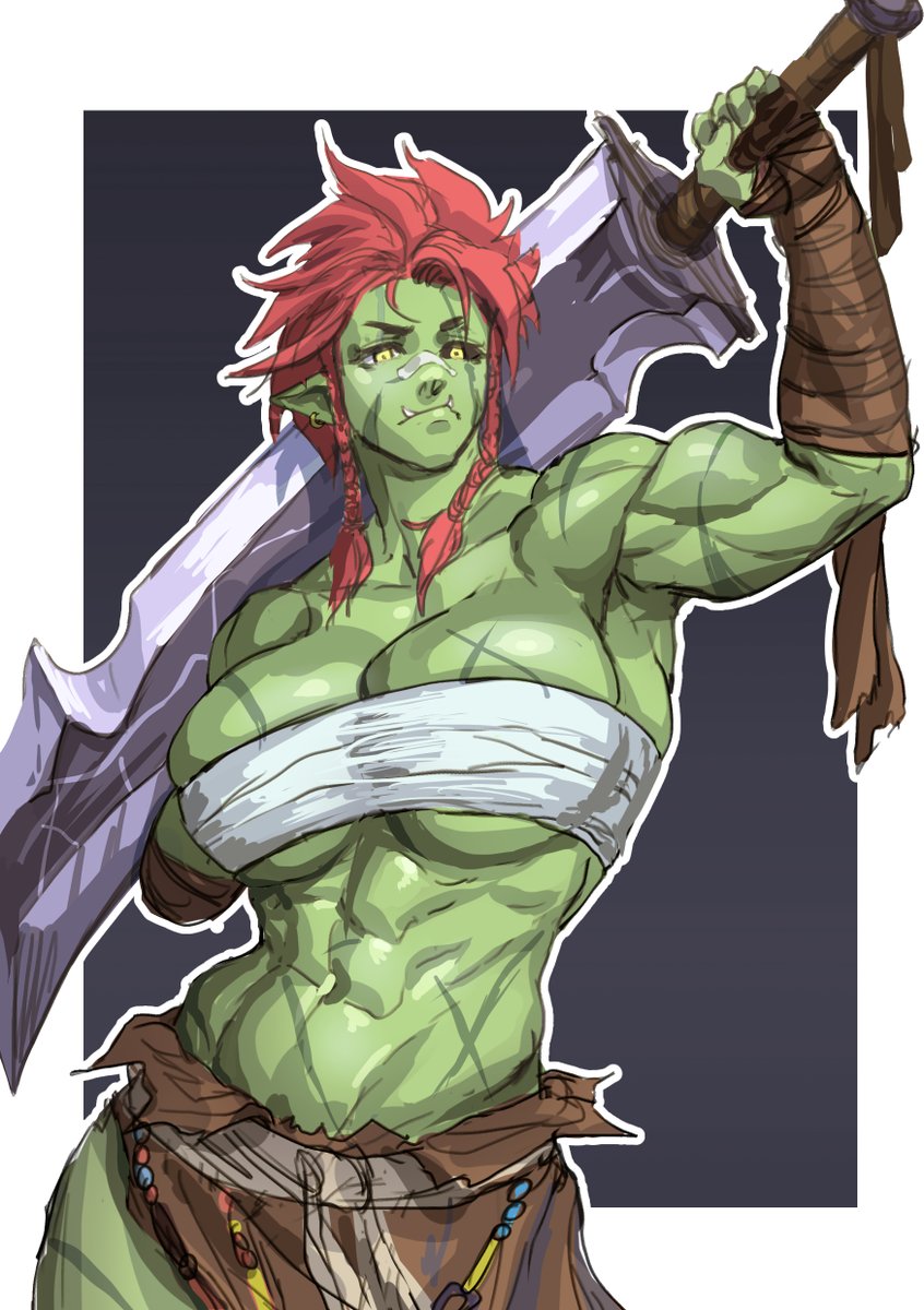 1509Virgoart's tweet photo. Seems like people really into this kind of shading sketch and muscle girls. 
Would you want it to be a kind of sketch commission? Just half body. https://t.co/jamQFhdRBe