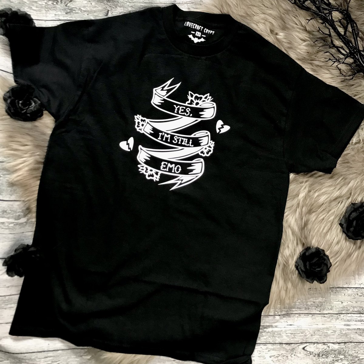 LoveCraftCrypt's tweet photo. When you’re an elder Emo raising the next generation. 💔 

New mommy/daddy and me shirts are here!
Shop now ➡️ https://t.co/tsUNaGn8WU 
#elderemo #emo #fashion #smallbusiness https://t.co/l2eQic0zbm