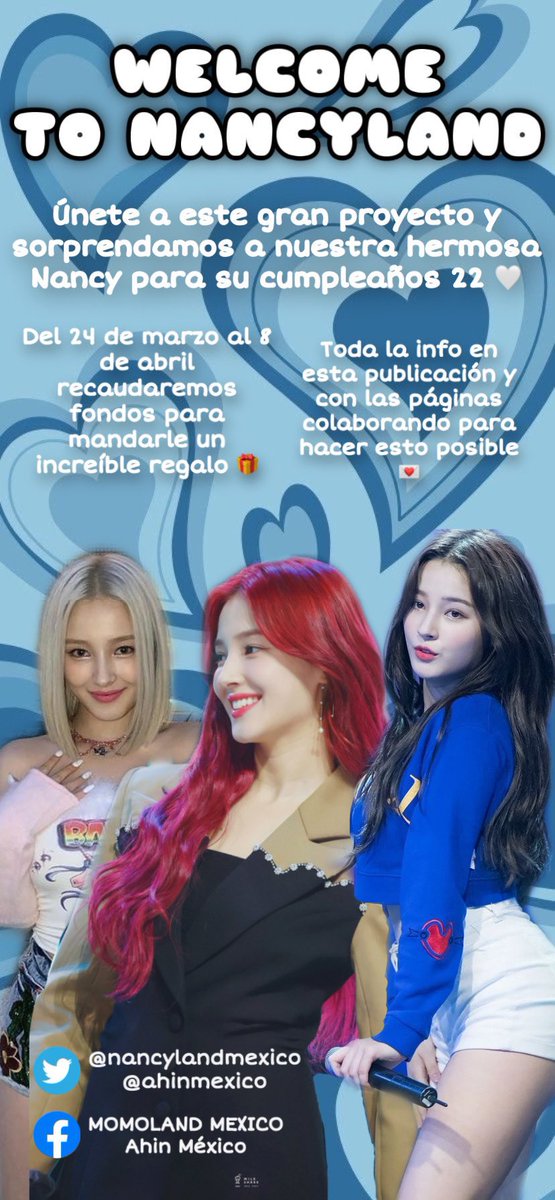 Nayunieves's tweet photo. Welcome to Nancyland 💌
El proyecto consiste en reunir donaciones de los Merrys para poder enviarle un arreglo floral.
A través de Flower Git Korea, una empresa especialista en entrega de regalos a Ídols de KPOP.

SE ABRE HILO 🤍🤍🤍
#MOMOLAND #MomolandNancy #Nancy #모모랜드 https://t.co/1VYvOmAgbV