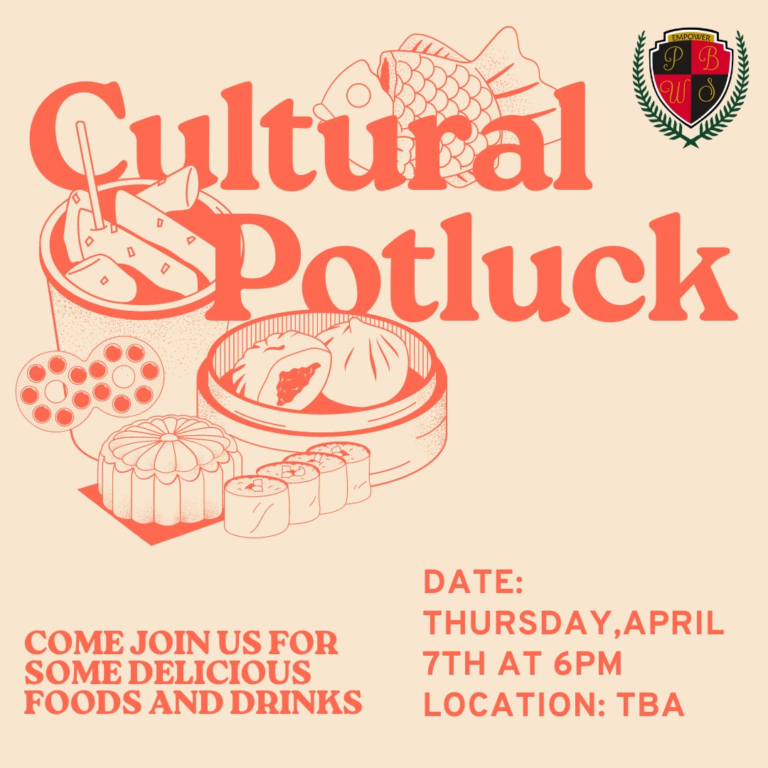 PBWS_UTSA's tweet photo. Hello ladies, we will be having a cultural potluck social this Thursday, April 7th at 6pm! Please fill out the RSVP google form and spreadsheet. Location will be announced on the GroupMe. Can't wait to see y'all there!

#pbwsutsa #utsastudents #utsacob #utsacollegeofbusiness https://t.co/P45T1xpdA1