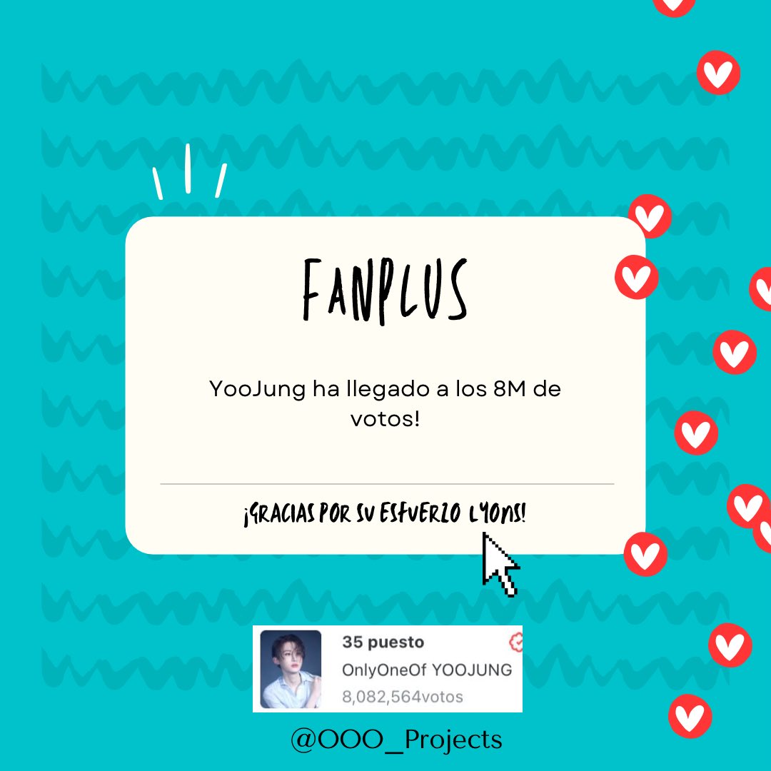 OOO_Projects's tweet photo. [#FANPLUS/🎂]
Estamos muy felices de anunciar que YooJung llegó a la meta de los 8M de votos y podrá tener un anuncio por su cumpleaños!🥳🐰 Gracias a todos los lyOns que hicieron esto posible🦁 
Nota en el hilo (🧵⬇️) https://t.co/qqnNvcVr2C