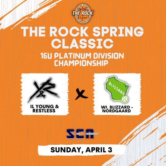 The ROCK Spring Classic (@rockspringclass) on Twitter photo The 16U Platinum Championship is about to be a MOVIE‼️🎥
<a href="/YnRbball/">Y&R</a> vs <a href="/Blizzard2024/">Wisconsin Blizzard 2024</a>
📍3:35pm on Court 1 at <a href="/SEAFacilities/">SEA Facilities</a>
#ChampionshipSunday #TheROCK The 16U Platinum Championship is about to be a MOVIE‼️🎥
<a href="/YnRbball/">Y&R</a> vs <a href="/Blizzard2024/">Wisconsin Blizzard 2024</a>
📍3:35pm on Court 1 at <a href="/SEAFacilities/">SEA Facilities</a>
#ChampionshipSunday #TheROCK