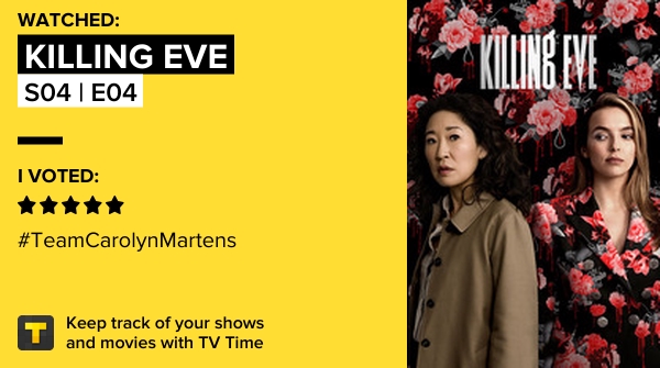 Pablolovg2's tweet photo. I've just watched episode S04 | E04 of Killing Eve! #killingeve  https://t.co/59olQpKeCF #tvtime https://t.co/GAzZtsB4k3