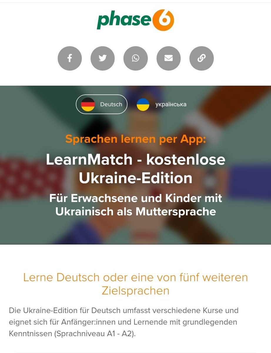 Bei der SprachlernApp von Phase 6 gibt's übrigens eine kostenlose Ukraine-Edition.

phase-6.de/standwithukrai…