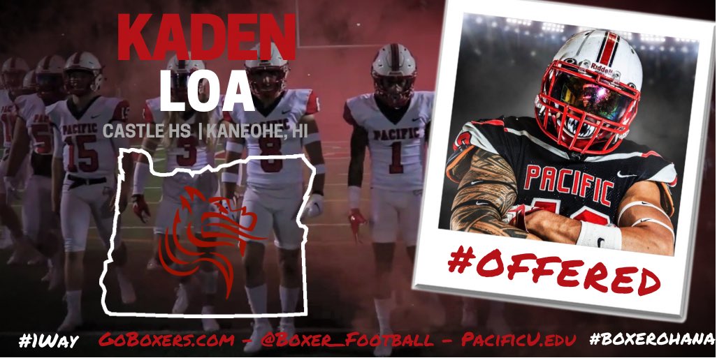 KadenLoa_'s tweet photo. Blessed and honored to receive an offer from Pacific University! Mahalo to @Coach_Taura @Boxer_Football 🤙🏾 Go Boxers! 🔴⚫️ #Kaneoheboy #44 https://t.co/TApS4SpA5h