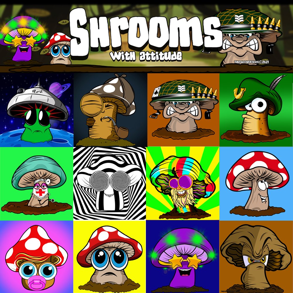 Raydaddy59's tweet image. SHROOMS with ATTITUDE!! There will only ever be 12, some GIFS, some not, but all with ATTITUDE!
mintable.app/u/raydaddy59

#Nft  #NFTColletor #NFTs #Nftarts #nftart #NFTFriends #cryptoart #NFTCollection #NFTCommuntiy #NFTartists #nftcollectors