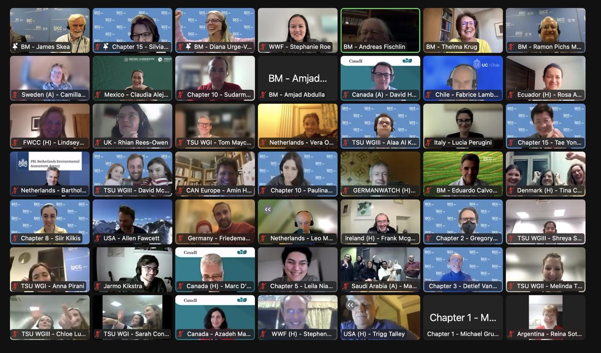 The #IPCC #ClimateReport has just been approved!! 🙌 16 days, capped off with a final ~40hrs straight of line-by-line negotiation &amp; approval. As one of the authors of the report, this moment culminates years of work. Congratulations to all the authors, Chairs and delegates 🎉