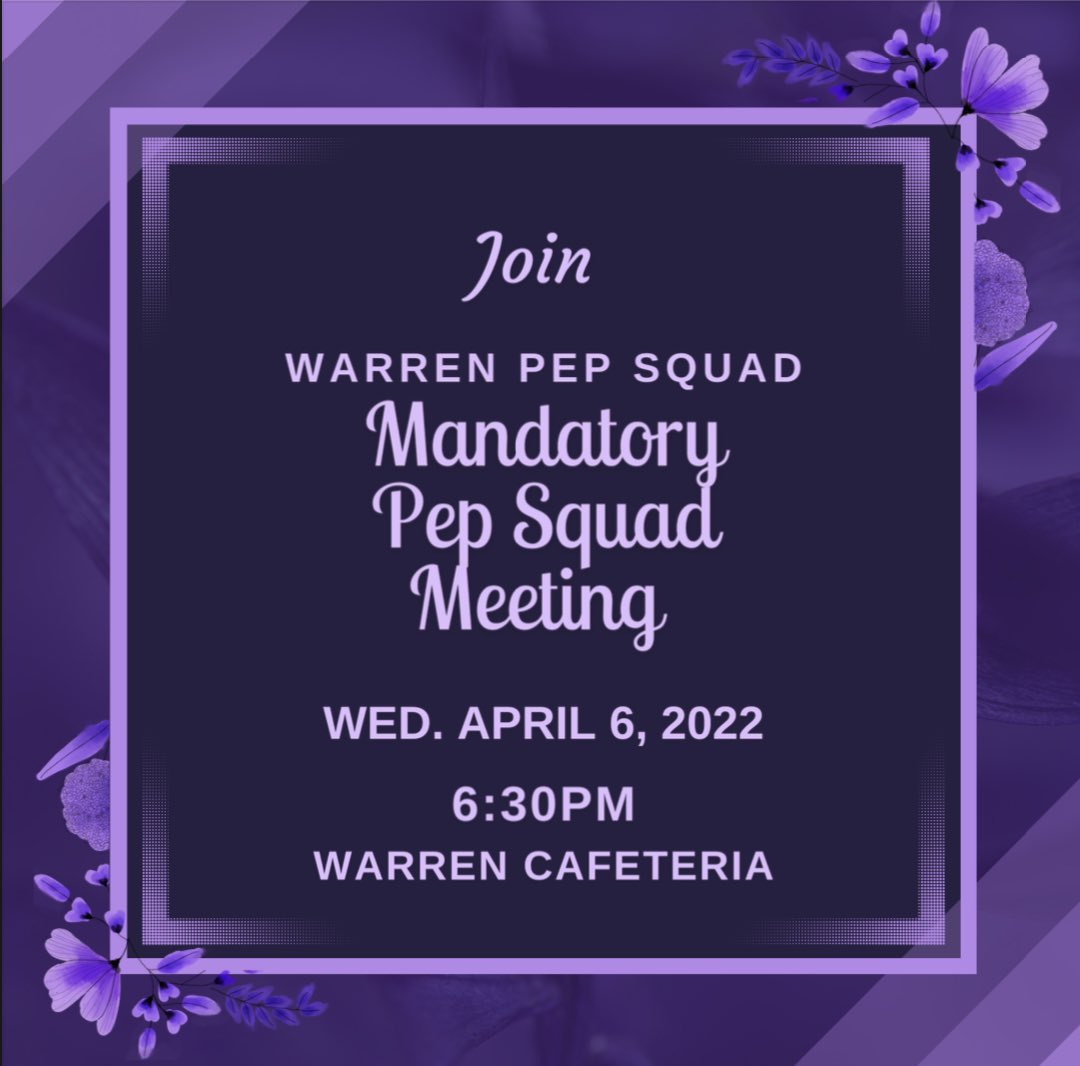 For anyone interested in joining Pep Squad next  year be sure to attend the mandatory meeting this Wednesday April 6. See you there!