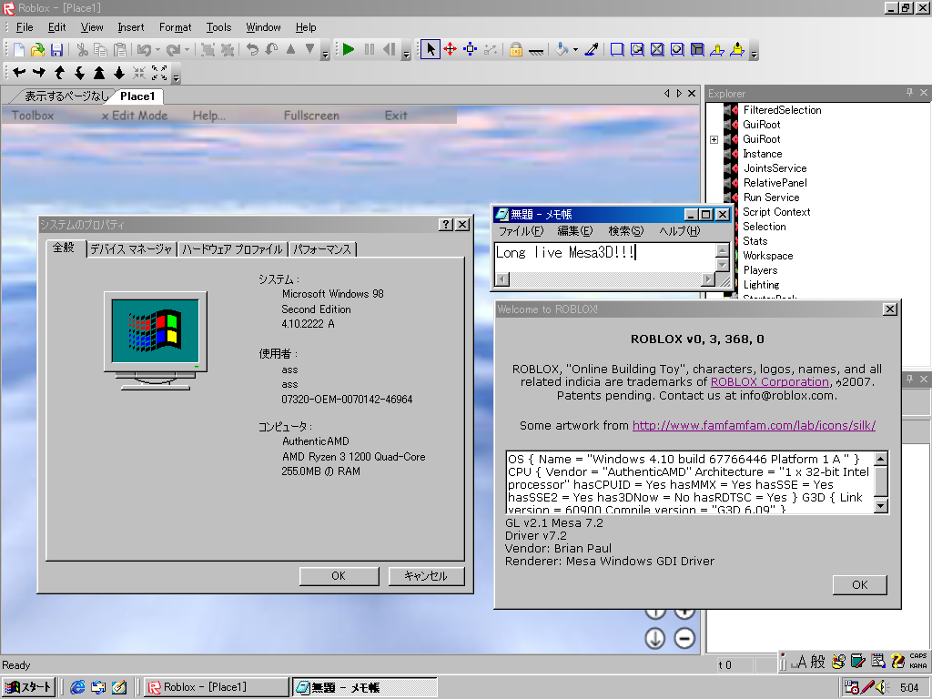 need help trying to run roblox on windows 98 : r/windows98