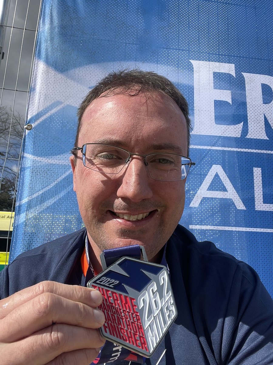 GreatSociety64's tweet photo. An amazing day running the #ManchesterMarathon – 4:10:14 — I am now an official marathon runner forever 🏃🏻‍♂️ thanks to all who have supported me running from 4 years ago when I could not run for a bus! #MotiRunClub #CDFRunners #Running #JustDoIt https://t.co/b2LrbPjqrp