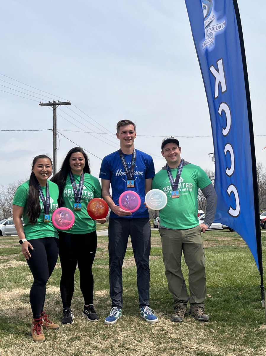 bestes23's tweet photo. @hendersonengs @hendersonbuilds @KCCorpChallenge #TeamHenderson starting off strong at the Disc Golf Tournament this weekend. Women’s team placed 1st and men’s team placed 3rd! https://t.co/0CPdJHhHQi